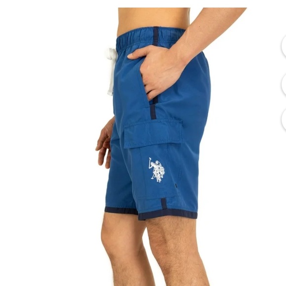 Polo Assn | Mountain Blue cargo Swim Shorts with White Drawstring - Picture 4 of 13